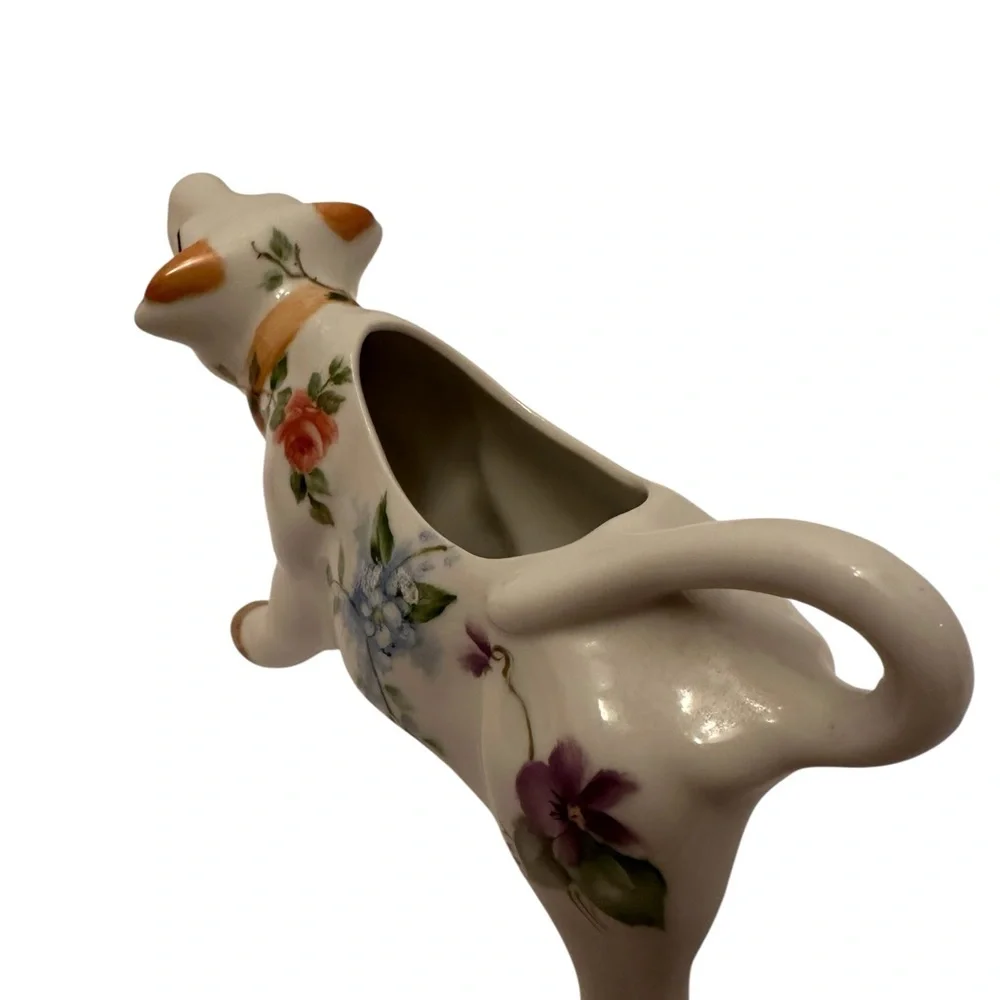 Ceramic Cow Creamer Pitchers Set of 2 Hand Painted Floral Farmhouse Home Decor - Picture 10 of 12